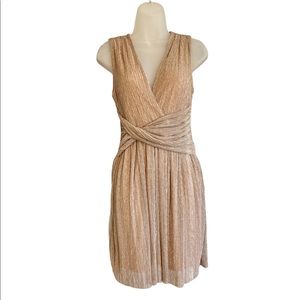 French Connection gold sparkle v neck party dress